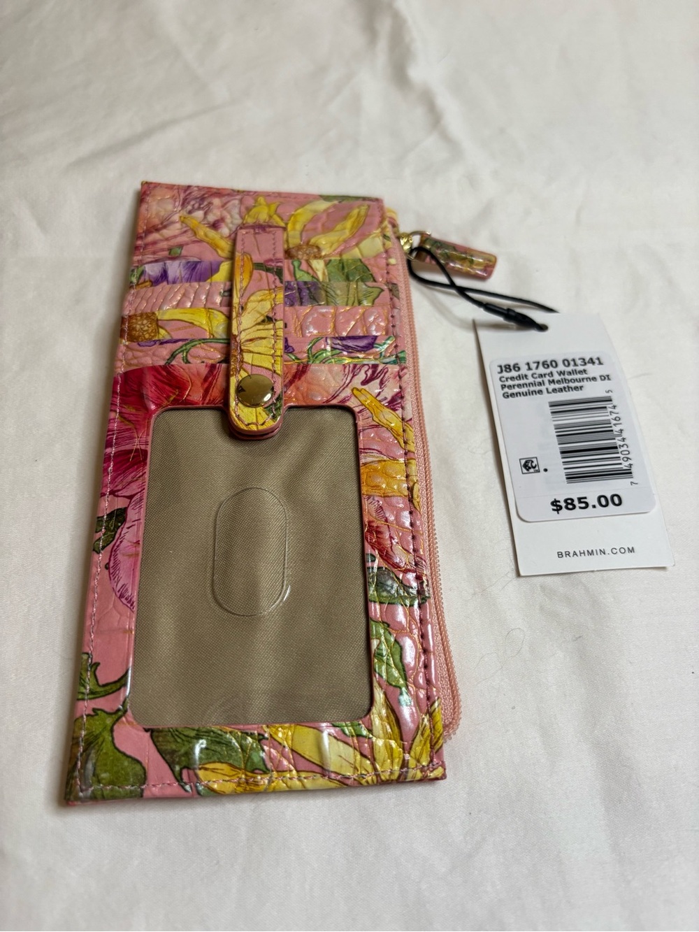 Brahmin Perennial  Floral Leather Card Wallet - Picture 4 of 5